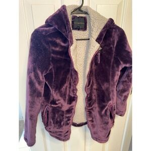 Weatherproof Velvet Sherpa Lined Jacket Full Zip Pockets Purple M